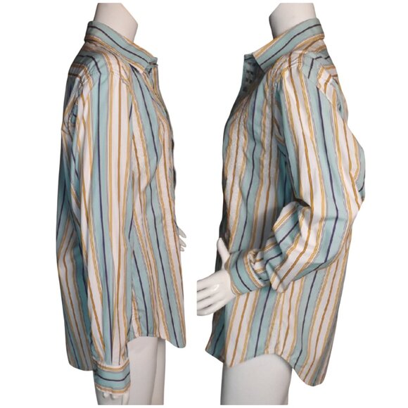 ROBERT GRAHAM Shirt, L, Multicolor Stripes, Embroidered, Long sleeve, MOP button - Picture 7 of 13